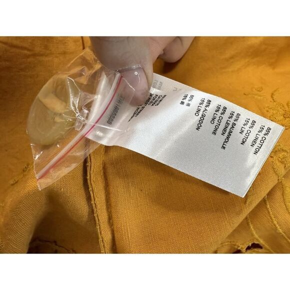 NWOT $228 Free People Susanna Embroidered Duster Yellow Linen Boho Western sz S - Picture 13 of 15